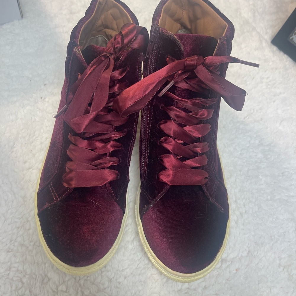 Steve Madden Burgundy Velvet Sneakers